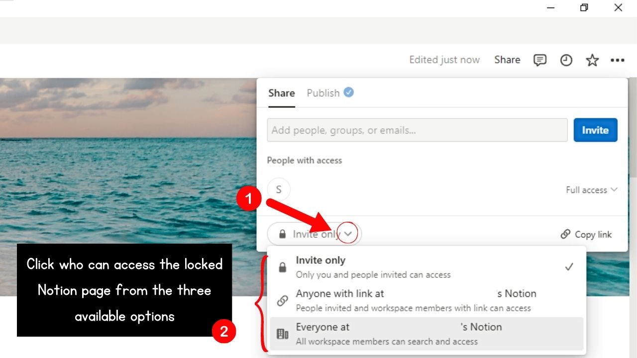 How to Share a Locked Page in Notion Step 4