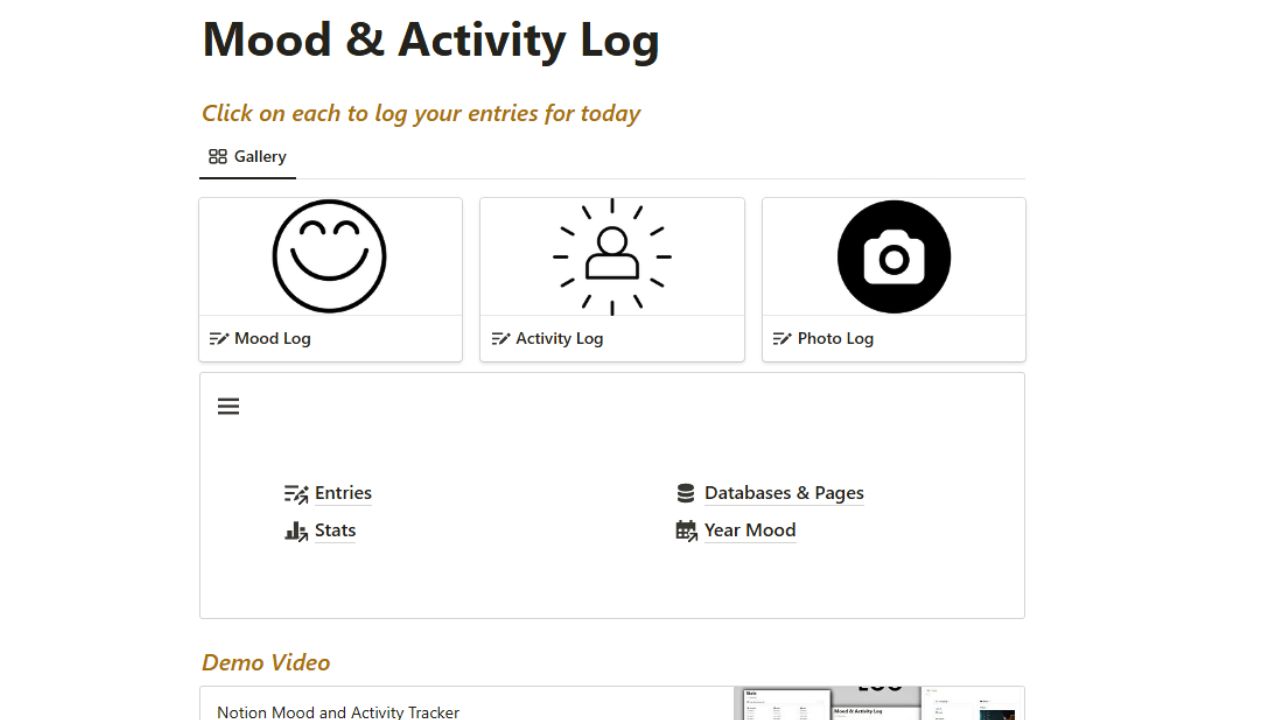Mood Log: A Notion Template Free Notion Mood Tracker Template