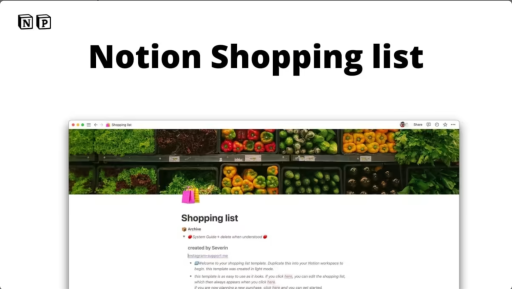 Notion Shopping List by Severin
