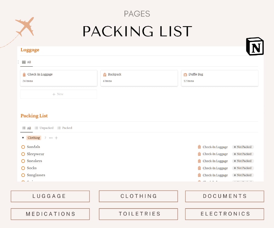 Notion Packing List