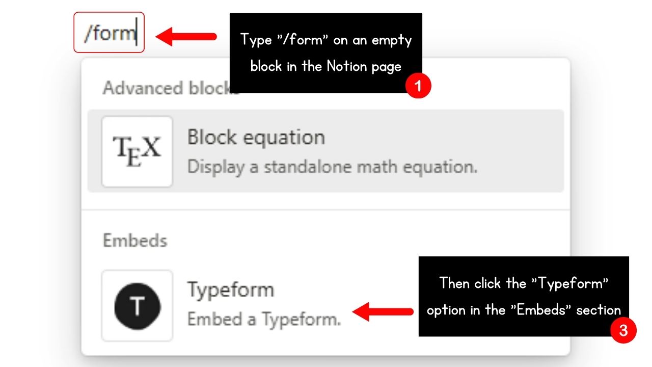 Pasting Forms from Form Builder Tools as an Embed Block to Create a Form in Notion Step 4