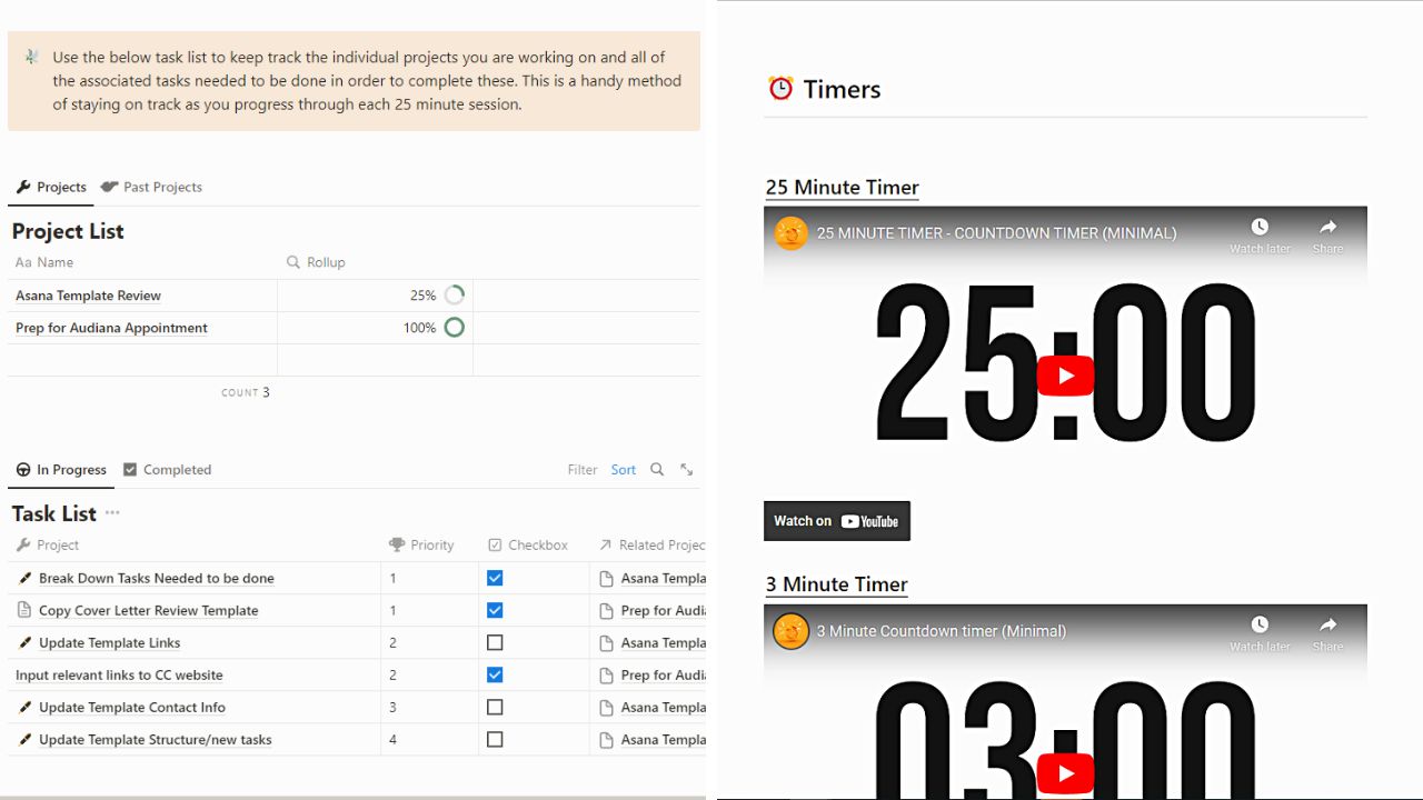 Pomodoro Time Management Best Free Notion Dashboard Template