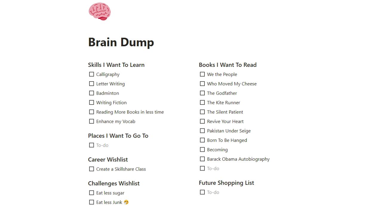 Brain Dump Best and Free Notion To Do List Templates