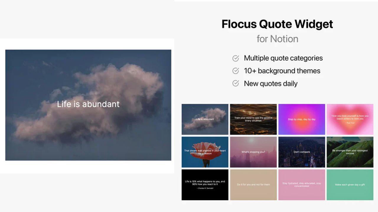 Daily Aesthetic Quote Widget by Flocus Best and Free Notion Widgets