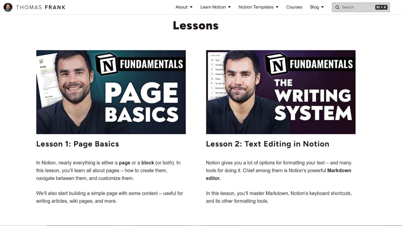Fundamentals Notion Course by Thomas Frank Best Notion Courses
