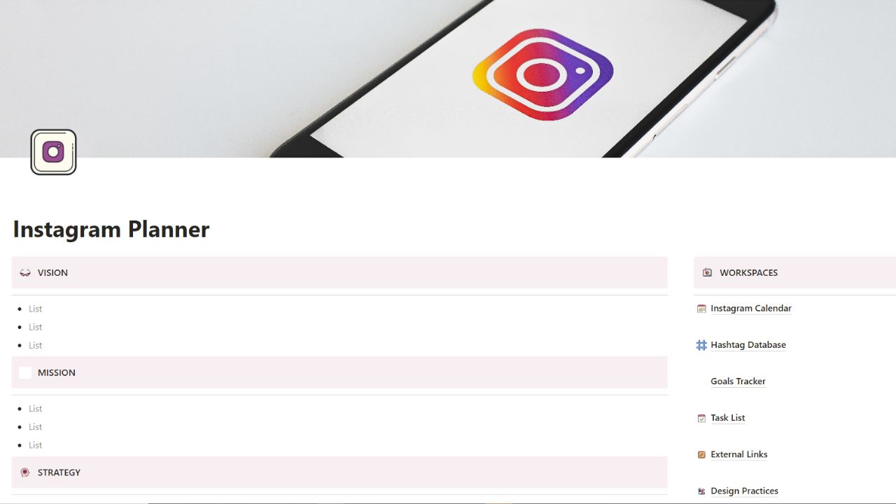 Instagram Planner and Calendar by Molly Best and Free Notion Calendar Templates