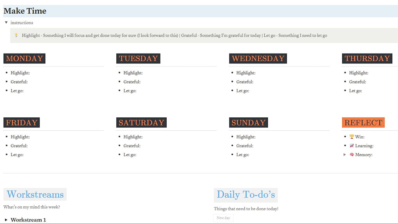 Jeff Su’s Weekly Reflection Template Best and Free Notion Weekly Planner Templates