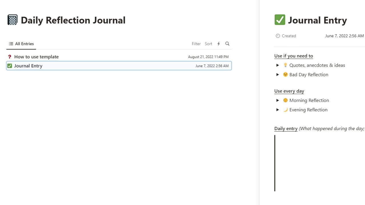 Notion Daily Reflection Journal Free Notion Journal Template