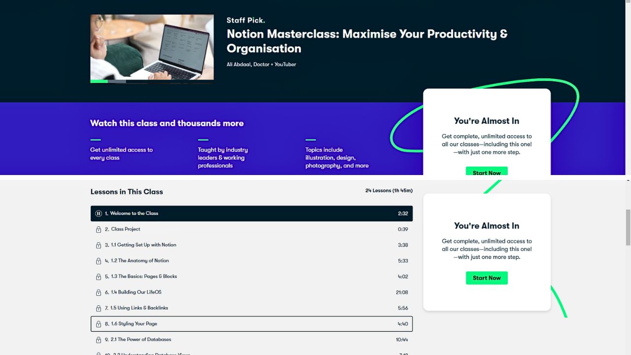 Notion Masterclass by Ali Abdaal Best Notion Courses