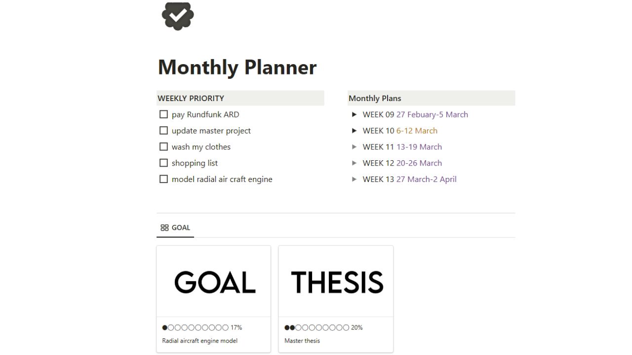 Suwapisch’s Monthly Planner Template Best and Free Notion Monthly Planner Templates