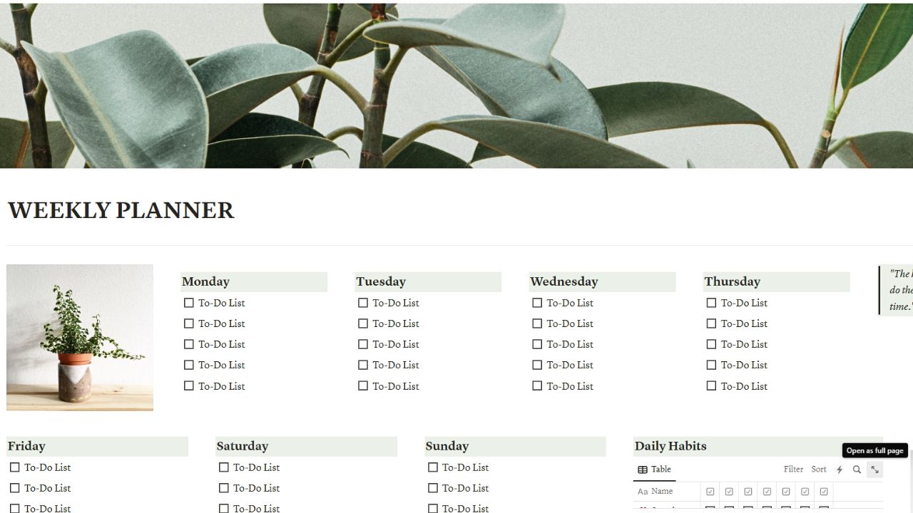 Weekly Planner for Creators and Business Owners Best and Free Notion Weekly Planner Templates