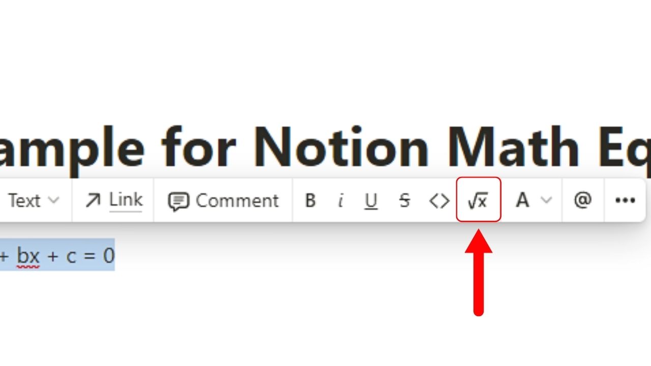 How to Add Inline Notion Math Equations Using the Formatting Menu Step 2
