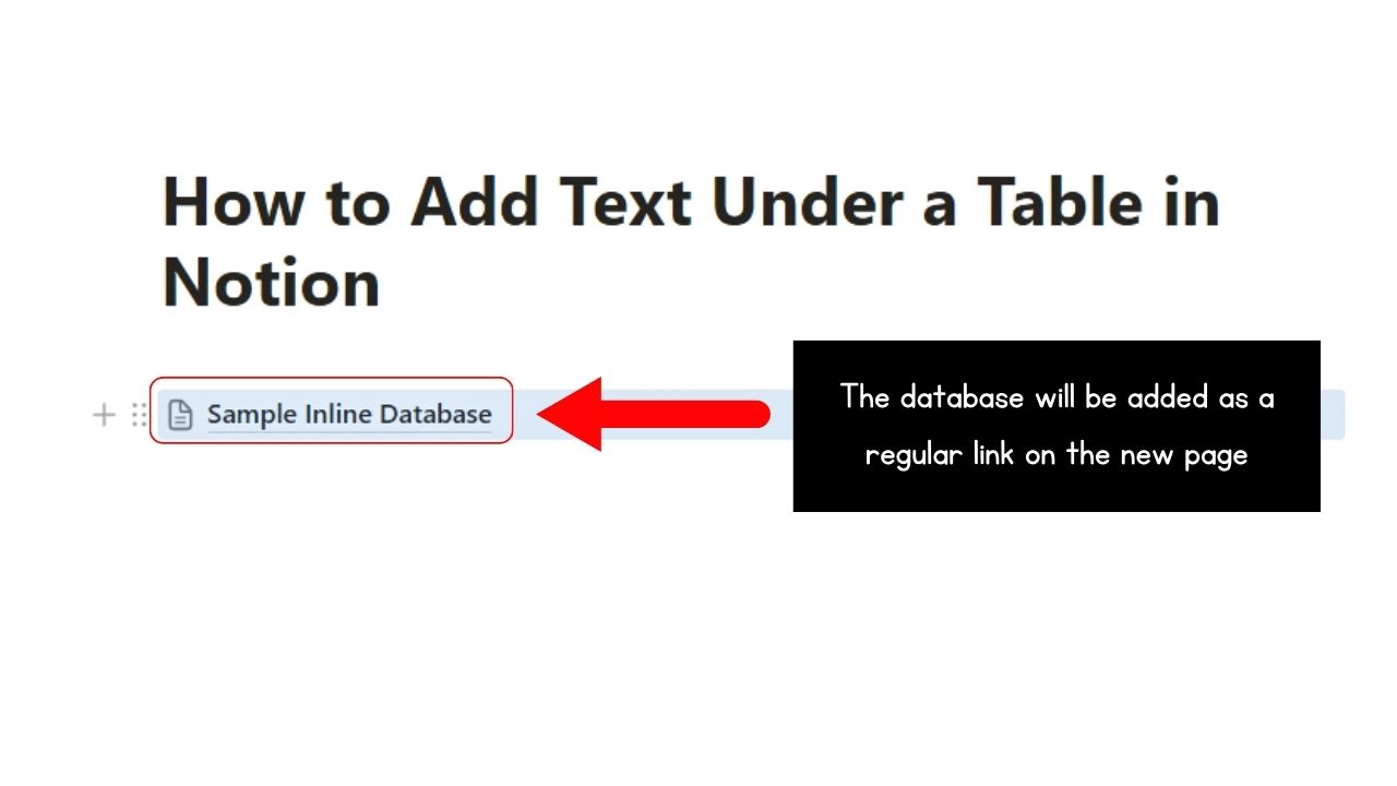 How to Add Text Under a Table in Notion Step 2
