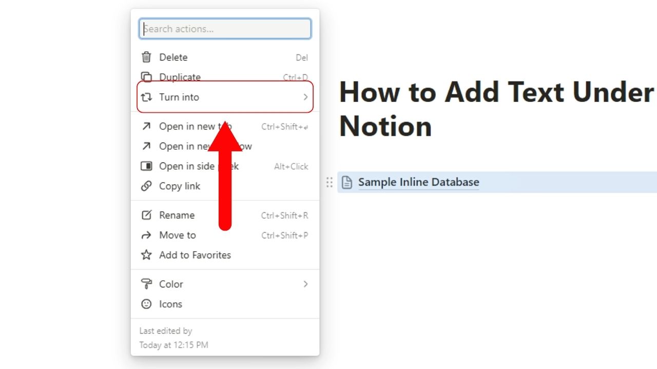 How to Add Text Under a Table in Notion Step 4