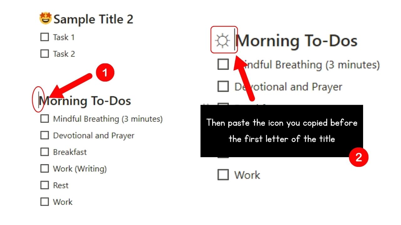 How to Add Unicode Symbols as Notion Icon Next to Title Step 3