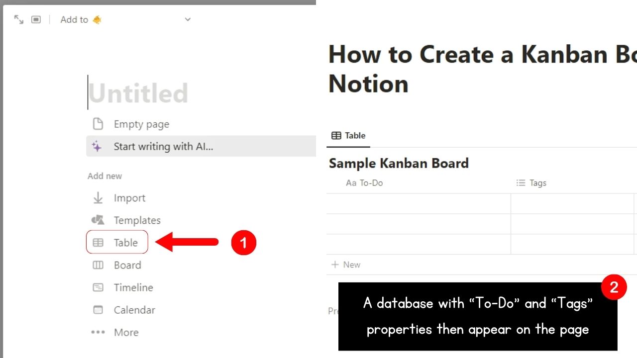 How to Create a Kanban Board in Notion Step 2
