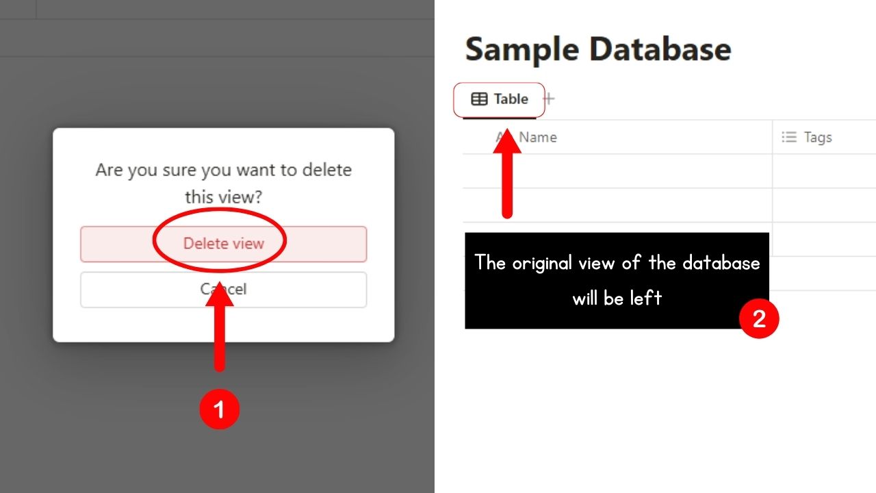 How to Delete a Specific View of a Database in Notion Step 3