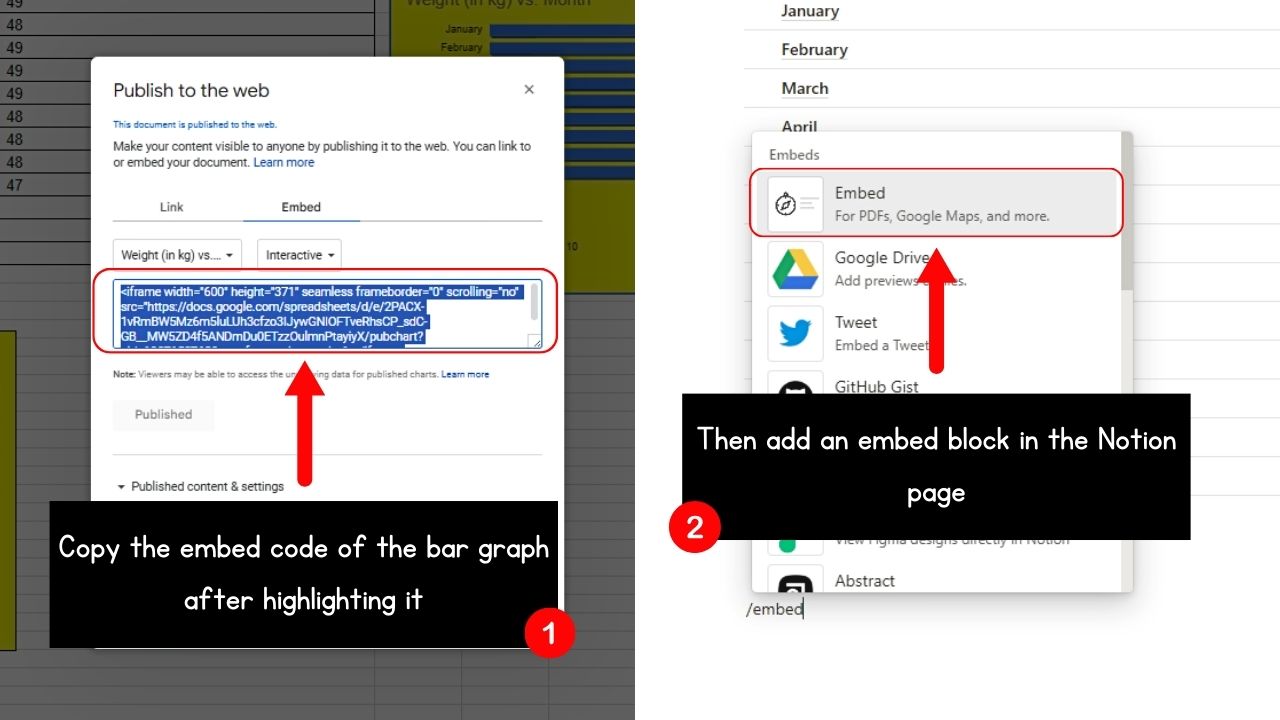 How to Make a Bar Graph in Notion Using Google Sheets Step 11