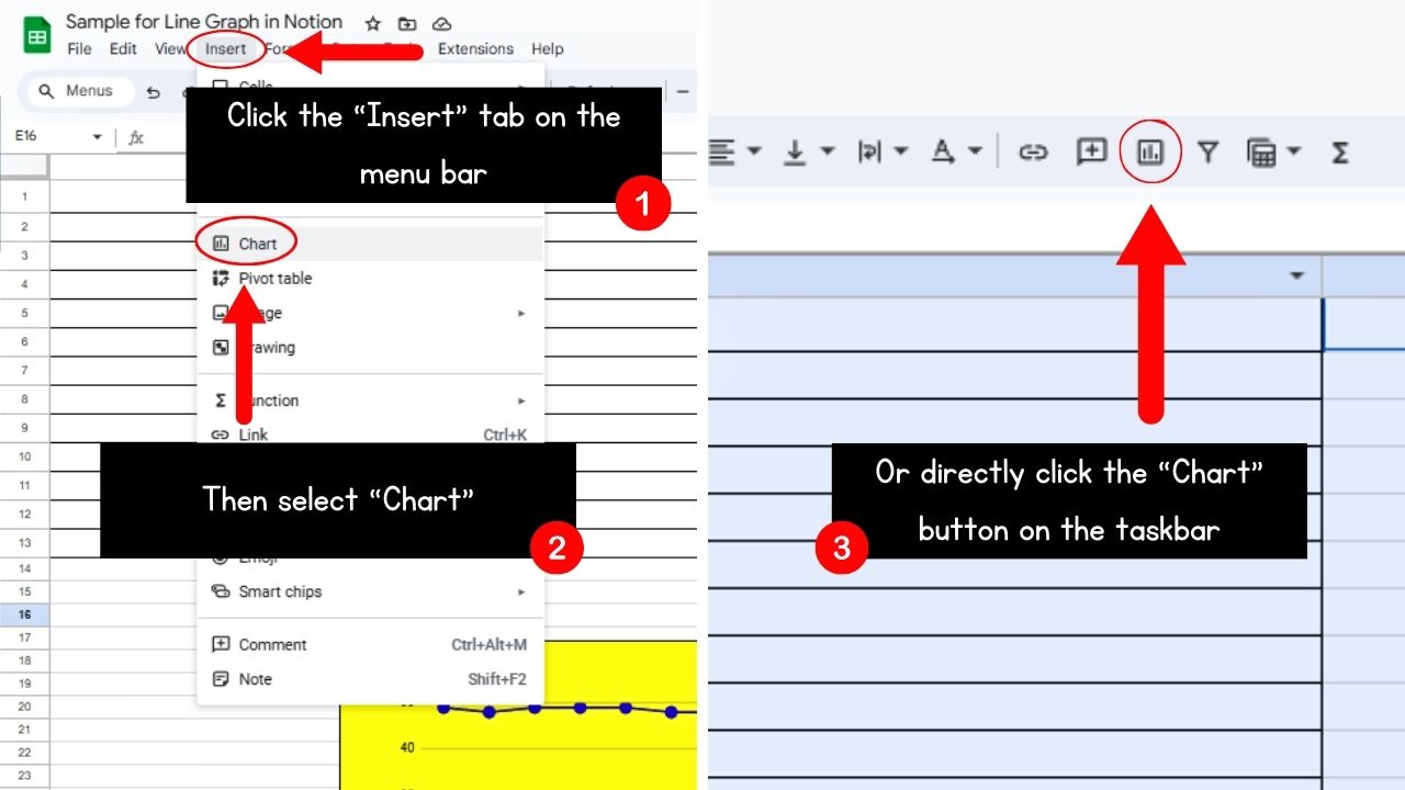 How to Make a Line Graph from Google Sheets to Notion Step 2