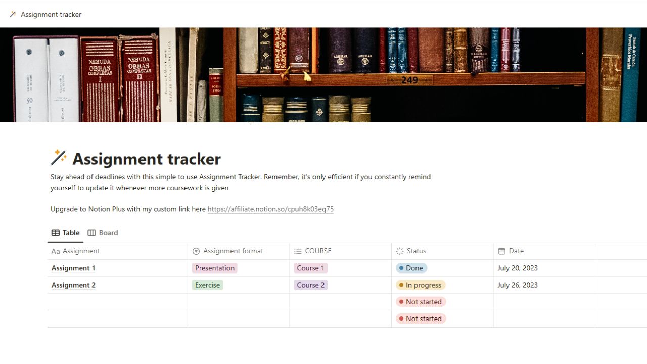 Assignment Tracker Notion Assignment Tracker Templates