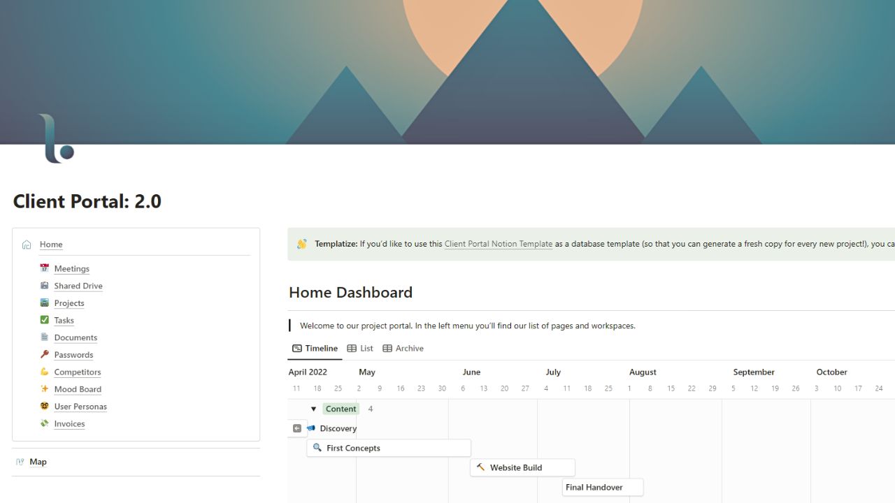 Client Portal: 2.0 Free Notion Templates for Freelancers