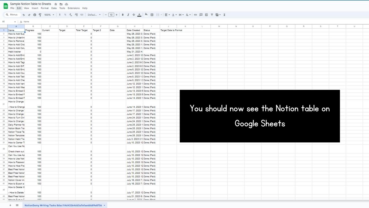 How to Export Notion Table to Excel or Google Sheets Step 14