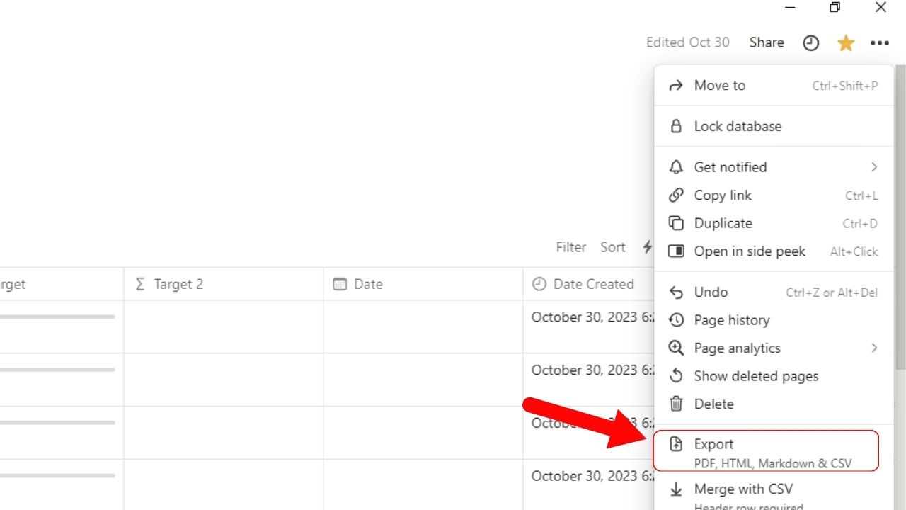 How to Export Notion Table to Excel or Google Sheets Step 2