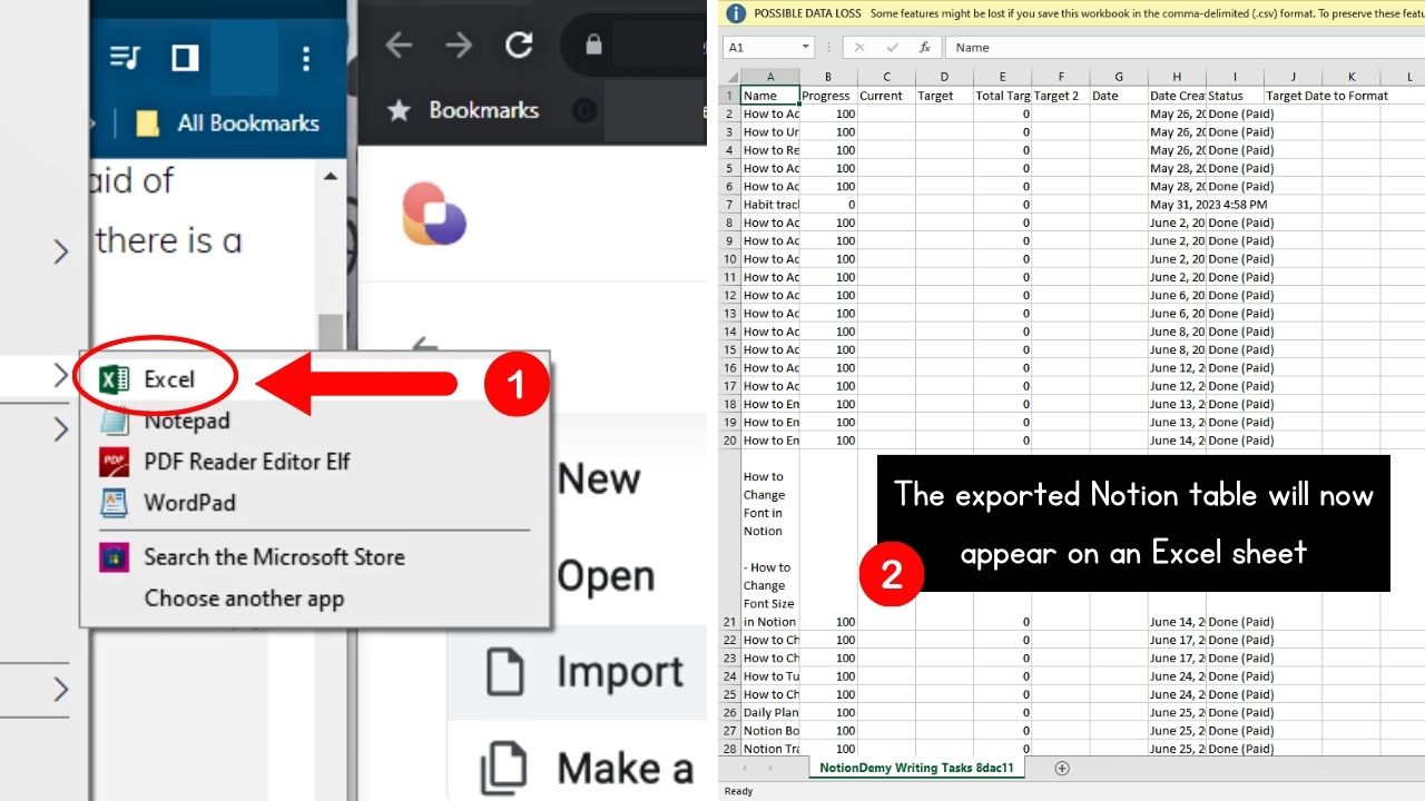 How to Export Notion Table to Excel or Google Sheets Step 8