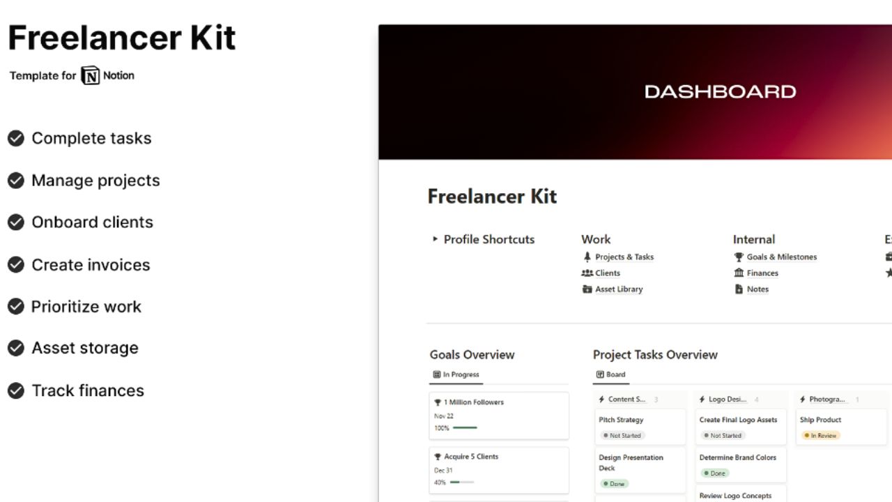 Matt Bio’s Notion Freelancer Kit Paid Notion Templates for Freelancers