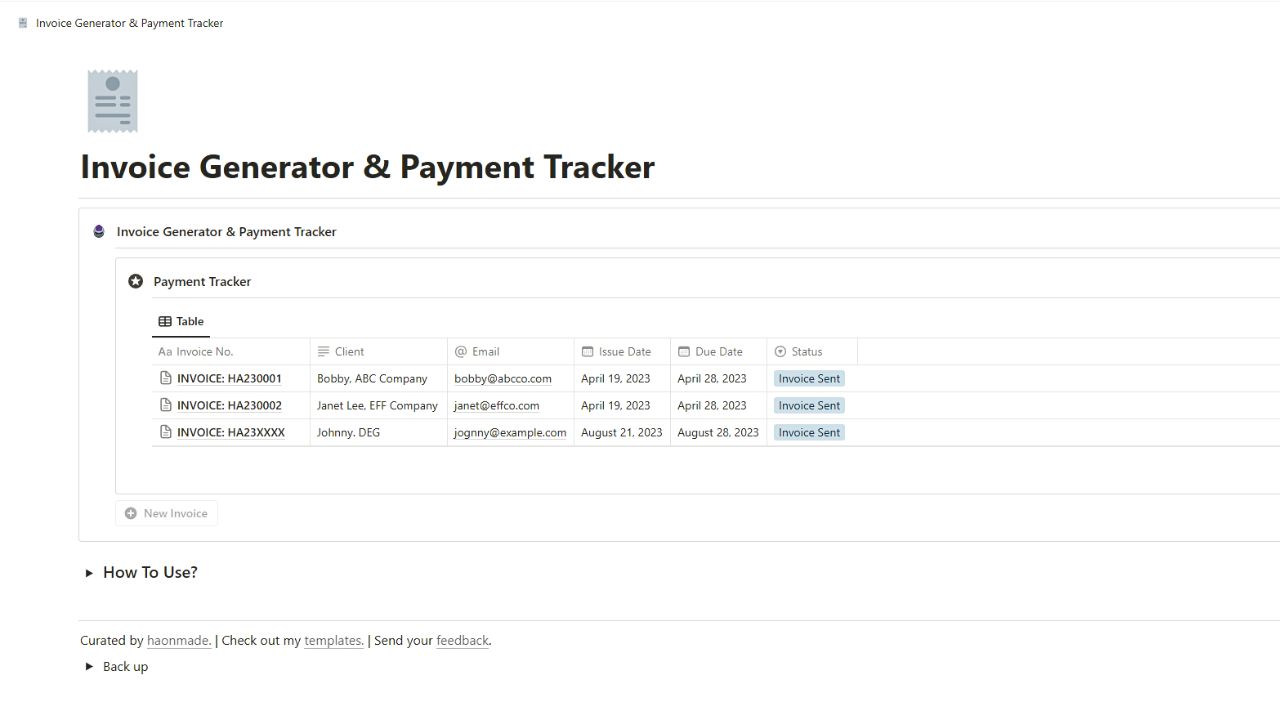 Noah Notion’s Invoice Generator & Payment Tracker Free Notion Invoice Templates