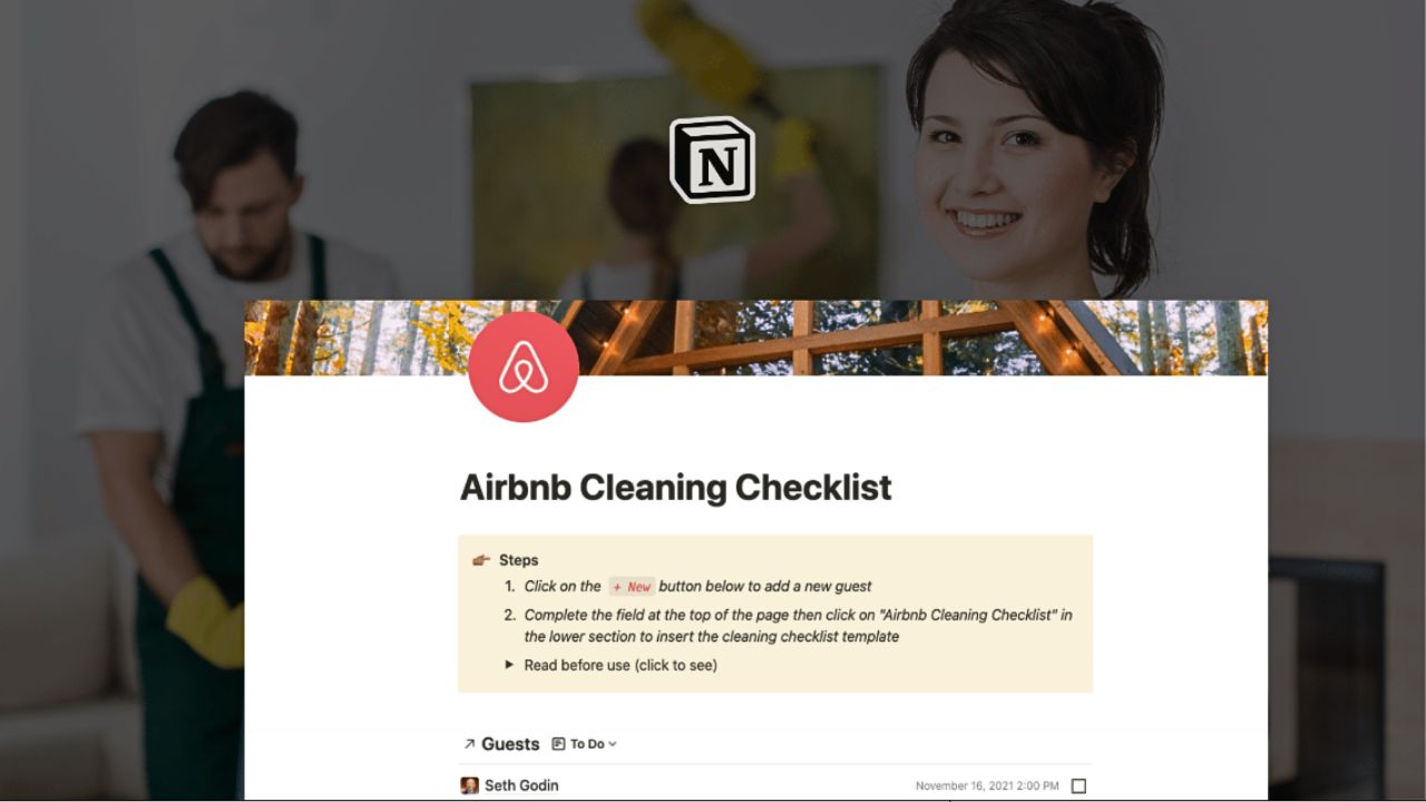 Notion — Airbnb Cleaning Checklist Template by Template Road Paid Notion Cleaning Templates