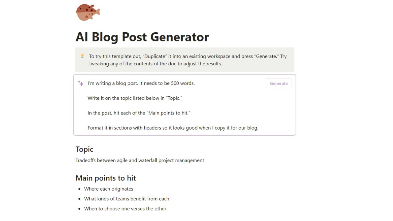 Notion’s AI Blog Post Generator Free Notion Templates for Bloggers