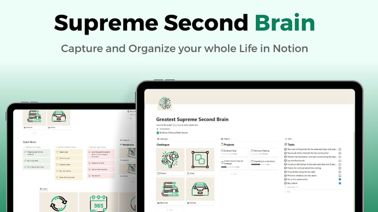 Supreme Second Brain by iNotion Best Notion Second Brain Templates (Paid)