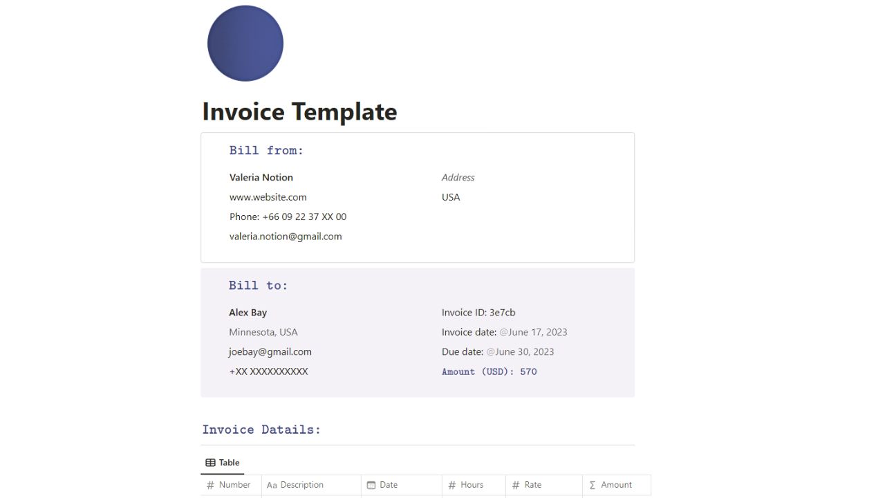 Valeria’s Ultimate Invoice Template for Notion Free Notion Invoice Templates