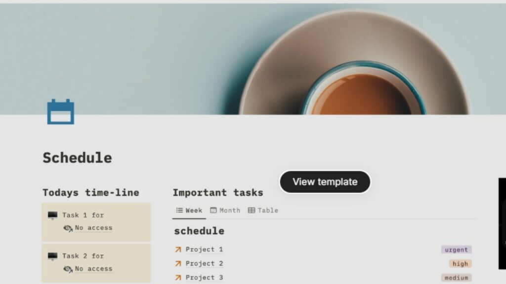 Schedule Notion template by Nazem screenshot