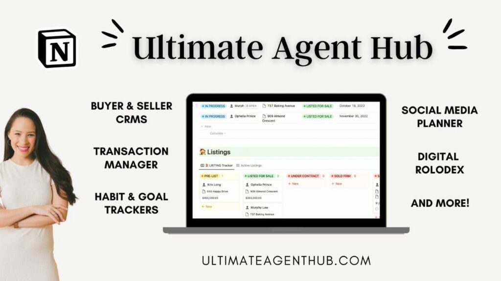 Ultimate Agent Hub CRM Notion template screenshots