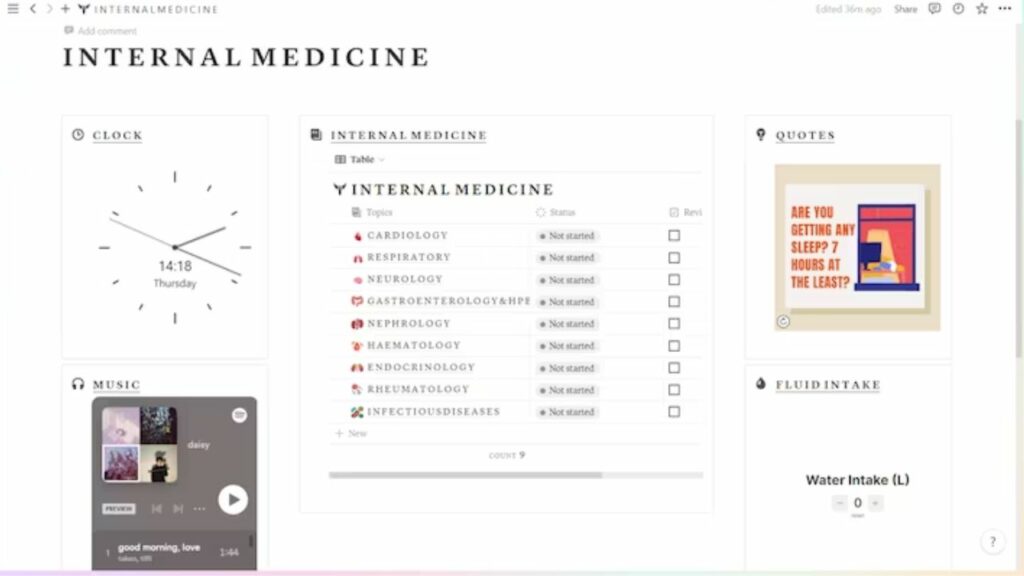 Sherry Notion's notion templates for medical students screenshots