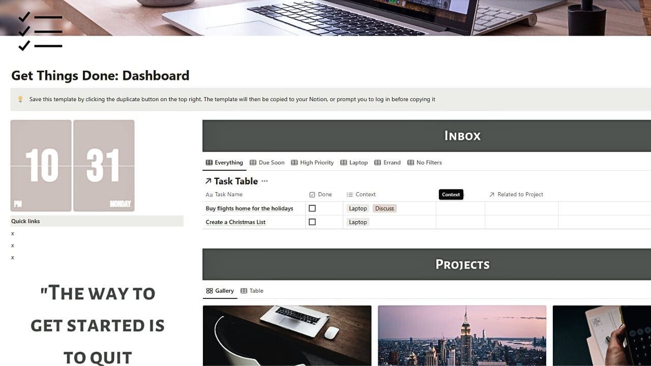Get Things Done Notion Template by Sija Free Notion Templates