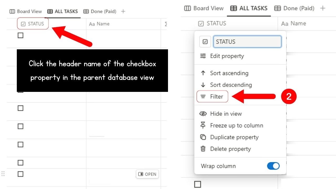 Hide Completed Tasks in Notion in Table View Step 5