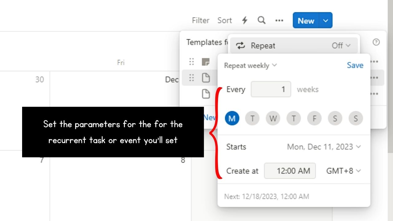 How to Add Recurring Events and Tasks to Notion Calendar Step 9