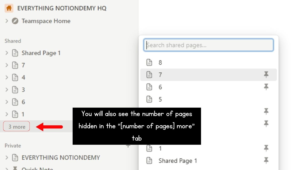 How to Hide Pages and Subpages in Notion Using a Quicker Method Step 2