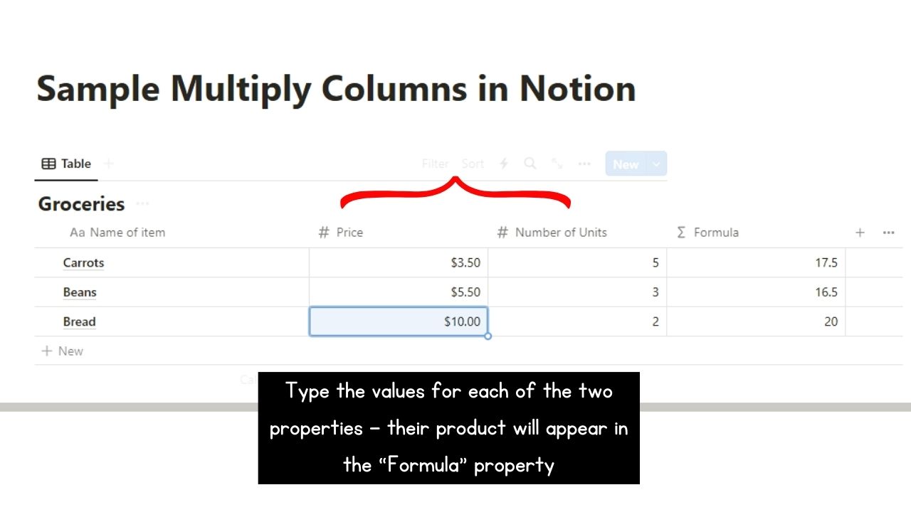 How to Multiply Two Columns in Notion Step 5