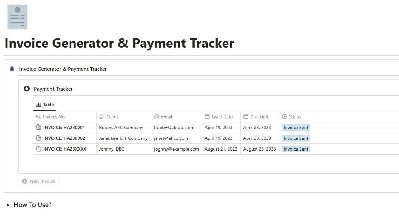 Invoice Generator & Payment Tracker by Noah
