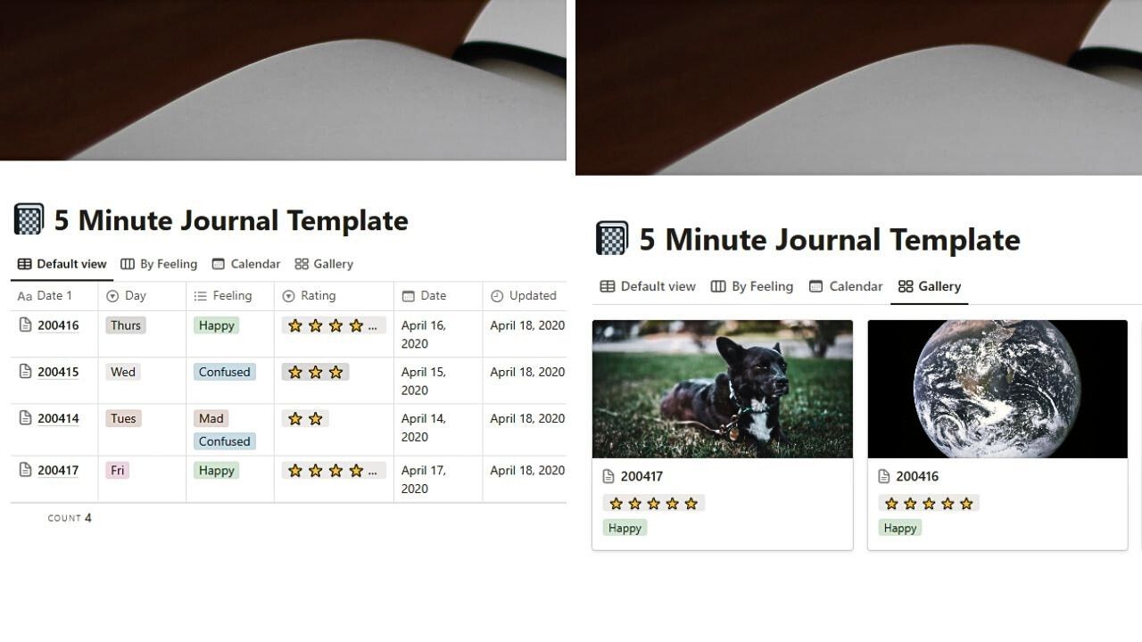 The 5-Minute Journal Free Notion Templates
