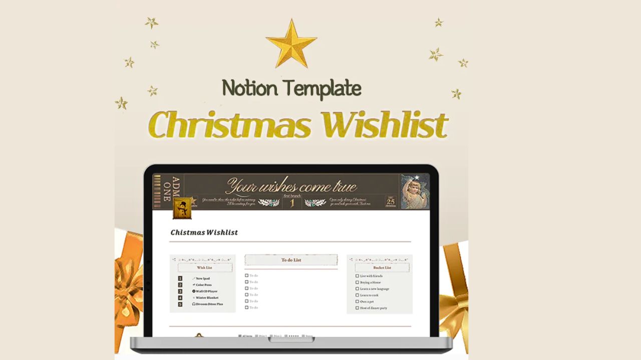 Christmas Wishlist  Paid Notion Wishlist Template