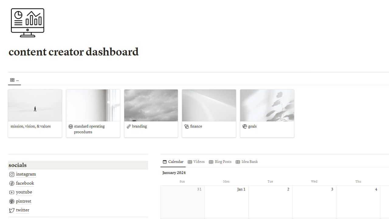 Content Creation Dashboard by Love Becomes Her Free Notion Templates for Creators