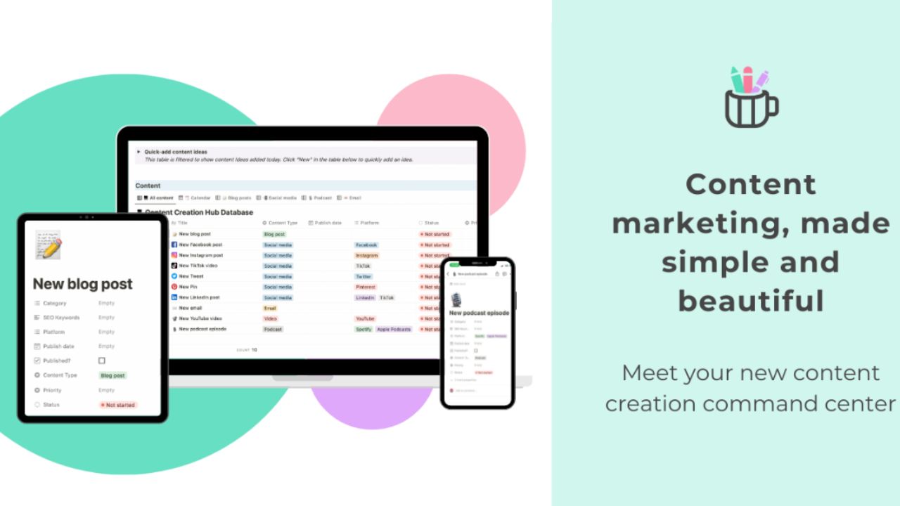 Content Creation Hub Template by Mel Lee-Smith Paid Notion Templates for Creators