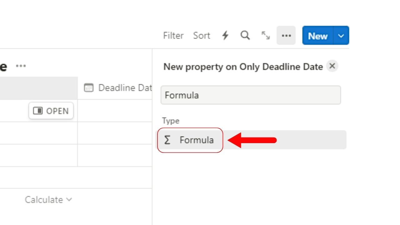 How to Subtract Two Dates in Notion With Only the Deadline or End Date Given Step 2