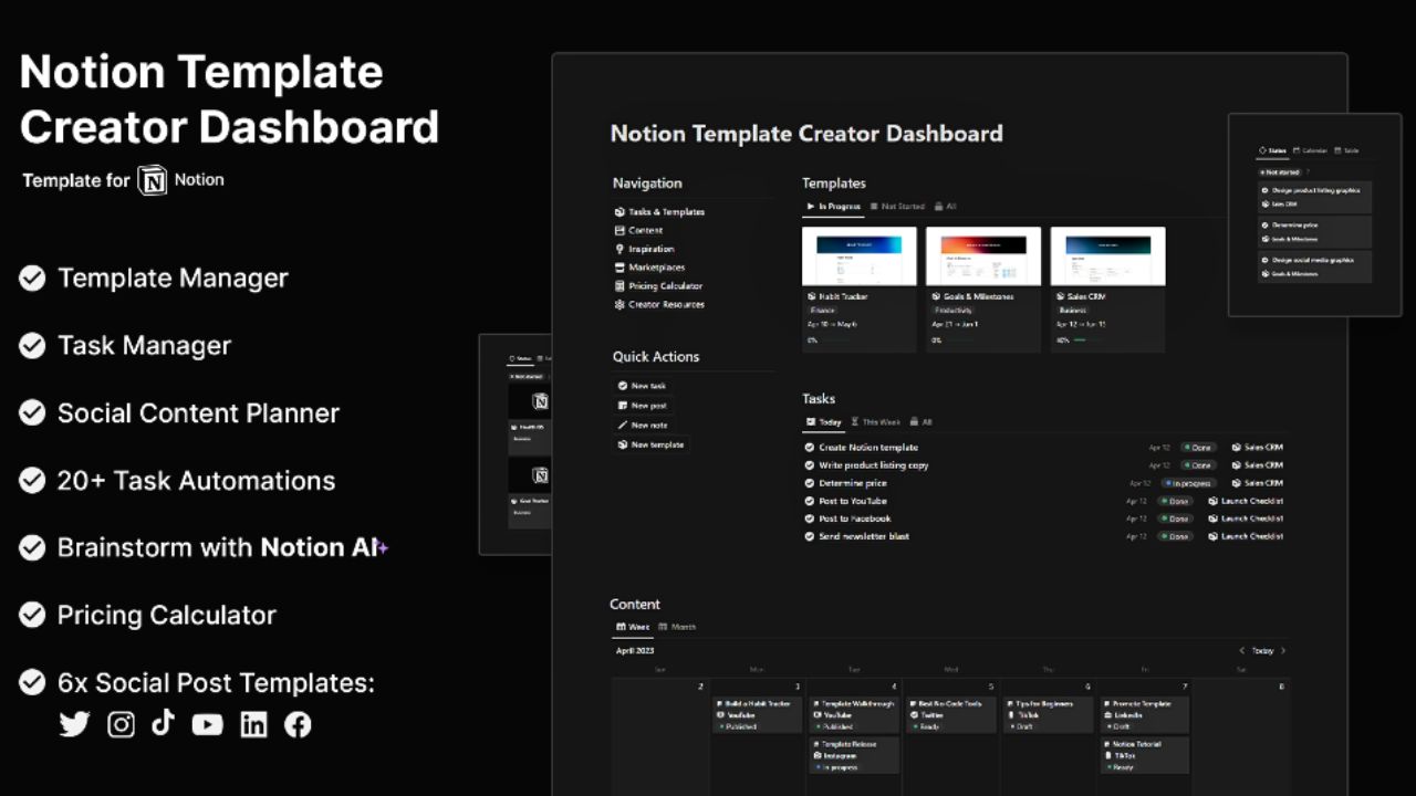Notion Template Creator Dashboard by Matt Bio Paid Notion Templates for Creators