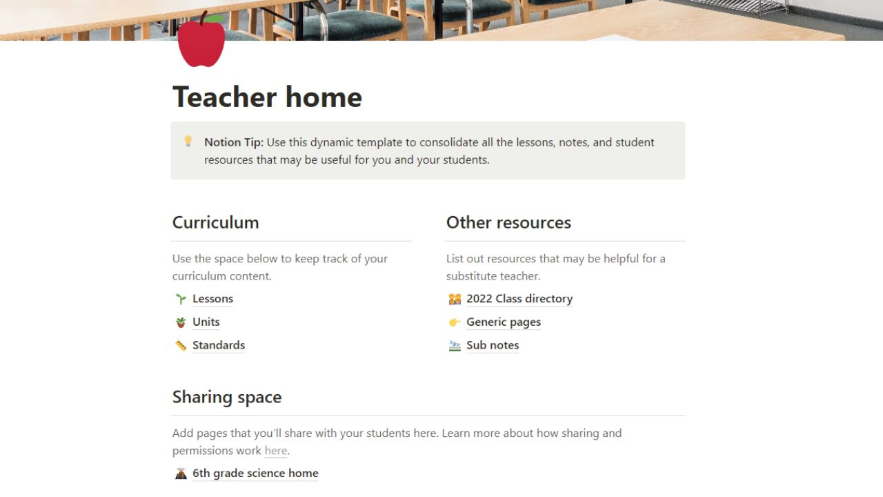 Teacher Home by Notion Free Notion Templates for Teachers